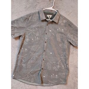 Vissla Shirt Mens Large Geometric Floral Beach Surfer Skater Gray Casual EUC L